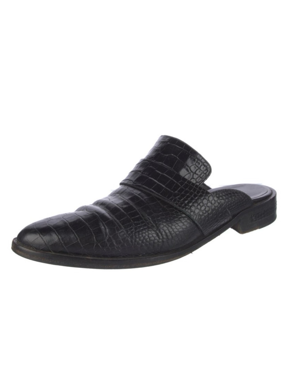 Freda Salvador Keen Black Embossed Leather Mules, size 6